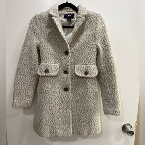 H&M Women's Gray Textured Pea Coat